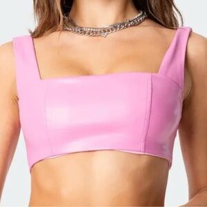 Pink Women's Leather Crop Top NWT